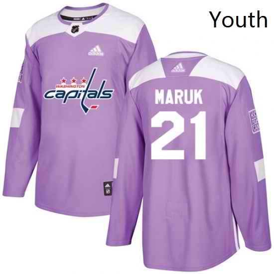 Youth Adidas Washington Capitals 21 Dennis Maruk Authentic Purple Fights Cancer Practice NHL Jersey